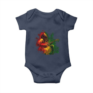 Marley Guitarist Baby Onesie Smoke Cannabis Leaf 420 Rastafari Rasta Reggae Music TS10 Navy Print Your Wear
