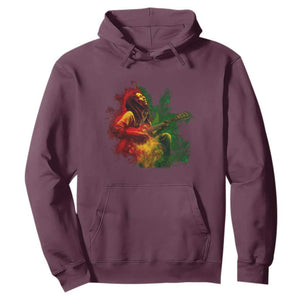 Marley Guitarist Hoodie Smoke Cannabis Leaf 420 Rastafari Rasta Reggae Music TS10 Maroon Print Your Wear