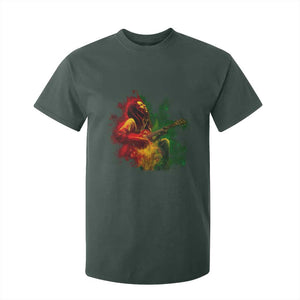 Marley Guitarist T Shirt For Kid Smoke Cannabis Leaf 420 Rastafari Rasta Reggae Music TS10 Dark Forest Green Print Your Wear