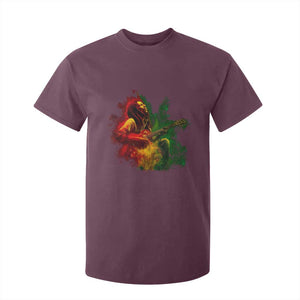 Marley Guitarist T Shirt For Kid Smoke Cannabis Leaf 420 Rastafari Rasta Reggae Music TS10 Maroon Print Your Wear