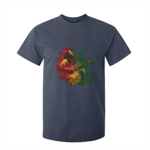 Marley Guitarist T Shirt For Kid Smoke Cannabis Leaf 420 Rastafari Rasta Reggae Music TS10 Navy Print Your Wear