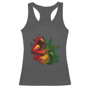 Marley Guitarist Racerback Tank Top Smoke Cannabis Leaf 420 Rastafari Rasta Reggae Music TS10 Dark Heather Print Your Wear