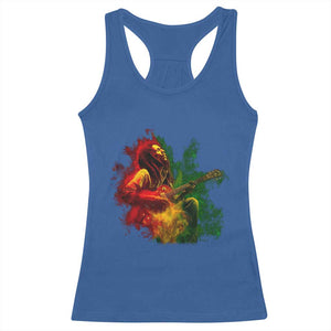 Marley Guitarist Racerback Tank Top Smoke Cannabis Leaf 420 Rastafari Rasta Reggae Music TS10 Royal Blue Print Your Wear