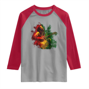 Marley Guitarist Raglan Shirt Smoke Cannabis Leaf 420 Rastafari Rasta Reggae Music TS10 Sport Gray Red Print Your Wear