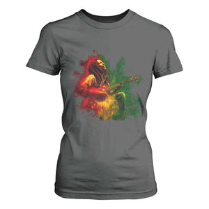 Marley Guitarist T Shirt For Women Smoke Cannabis Leaf 420 Rastafari Rasta Reggae Music TS10 Dark Heather Print Your Wear