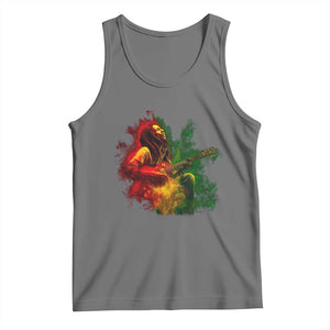 Marley Guitarist Tank Top Smoke Cannabis Leaf 420 Rastafari Rasta Reggae Music TS10 Black Heather Print Your Wear