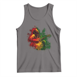 Marley Guitarist Tank Top Smoke Cannabis Leaf 420 Rastafari Rasta Reggae Music TS10 Deep Heather Print Your Wear