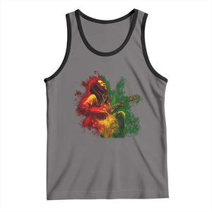 Marley Guitarist Tank Top Smoke Cannabis Leaf 420 Rastafari Rasta Reggae Music TS10 Deep Heather Black Print Your Wear