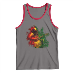 Marley Guitarist Tank Top Smoke Cannabis Leaf 420 Rastafari Rasta Reggae Music TS10 Deep Heather Red Print Your Wear