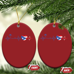 Puerto Rico Flag Christmas Ornament Heartbeat EKG Pulse Boricua Pride Summer Beach TS10 Oval Red Print Your Wear