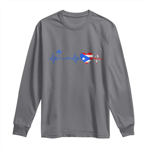 Puerto Rico Flag Long Sleeve Shirt Heartbeat EKG Pulse Boricua Pride Summer Beach TS10 Charcoal Print Your Wear