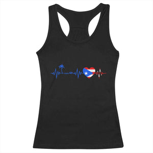 Puerto Rico Flag Racerback Tank Top Heartbeat EKG Pulse Boricua Pride Summer Beach TS10 Black Print Your Wear