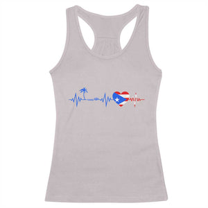 Puerto Rico Flag Racerback Tank Top Heartbeat EKG Pulse Boricua Pride Summer Beach TS10 Ice Gray Print Your Wear