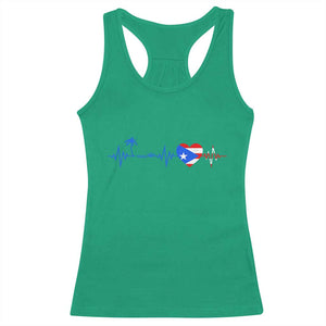 Puerto Rico Flag Racerback Tank Top Heartbeat EKG Pulse Boricua Pride Summer Beach TS10 Irish Green Print Your Wear