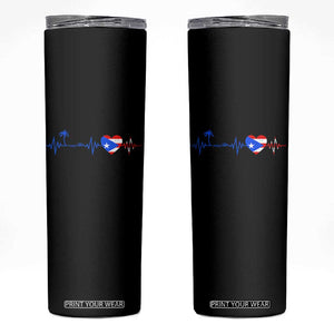 Puerto Rico Flag Skinny Tumbler Heartbeat EKG Pulse Boricua Pride Summer Beach TS10 Black Print Your Wear