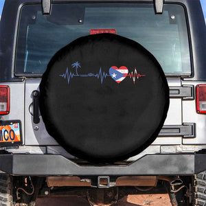 Puerto Rico Flag Spare Tire Cover Heartbeat EKG Pulse Boricua Pride Summer Beach TS10 No hole Black Print Your Wear