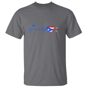 Puerto Rico Flag T Shirt Heartbeat EKG Pulse Boricua Pride Summer Beach TS10 Charcoal Print Your Wear