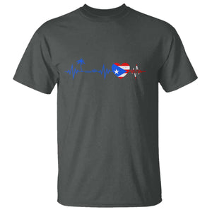 Puerto Rico Flag T Shirt Heartbeat EKG Pulse Boricua Pride Summer Beach TS10 Dark Heather Print Your Wear