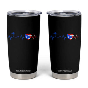 Puerto Rico Flag Tumbler Cup Heartbeat EKG Pulse Boricua Pride Summer Beach TS10 Black Print Your Wear