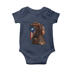 Puerto Rico Taino Warrior Woman Baby Onesie Boricua Pride TS10 Navy Print Your Wear
