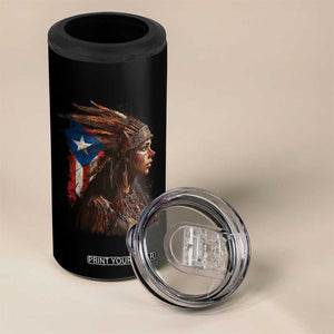 Puerto Rico Taino Warrior Woman 4 in 1 Can Cooler Tumbler Boricua Pride TS10 Print Your Wear