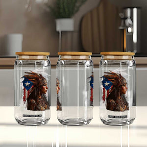 Puerto Rico Taino Warrior Woman Glass Can Boricua Pride TS10 Print Your Wear