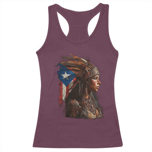 Puerto Rico Taino Warrior Woman Racerback Tank Top Boricua Pride TS10 Maroon Print Your Wear