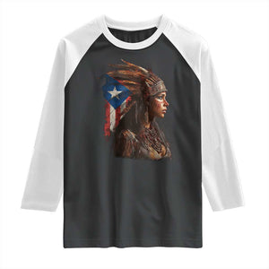 Puerto Rico Taino Warrior Woman Raglan Shirt Boricua Pride TS10 Black White Print Your Wear
