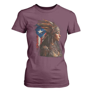 Puerto Rico Taino Warrior Woman T Shirt For Women Boricua Pride TS10 Maroon Print Your Wear