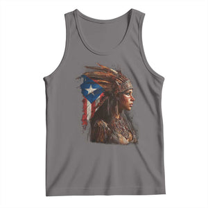 Puerto Rico Taino Warrior Woman Tank Top Boricua Pride TS10 Deep Heather Print Your Wear