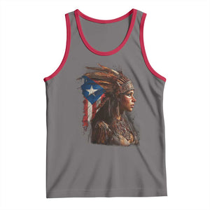 Puerto Rico Taino Warrior Woman Tank Top Boricua Pride TS10 Deep Heather Red Print Your Wear