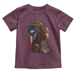 Puerto Rico Taino Warrior Woman Toddler T Shirt Boricua Pride TS10 Maroon Print Your Wear