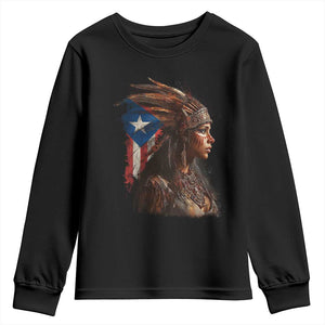 Puerto Rico Taino Warrior Woman Youth Sweatshirt Boricua Pride TS10 Black Print Your Wear
