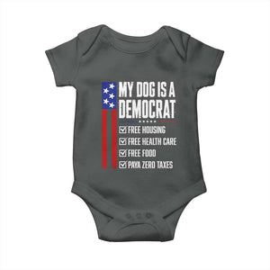 My Dog Is A Democrat Funny Political Satire Baby Onesie Patriotic Dog Lover Graphic Subtle FDT Humor TS10 Dark Heather Print Your Wear