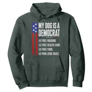 My Dog Is A Democrat Funny Political Satire Hoodie Patriotic Dog Lover Graphic Subtle FDT Humor TS10 Dark Forest Green Print Your Wear