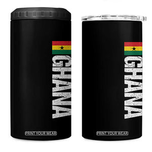 Distressed Ghana Flag 4 in 1 Can Cooler Tumbler Vintage Ghanese Flag Africa Ghanaian Heritage