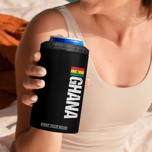 Distressed Ghana Flag 4 in 1 Can Cooler Tumbler Vintage Ghanese Flag Africa Ghanaian Heritage
