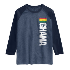 Distressed Ghana Flag Raglan Shirt Vintage Ghanese Flag Africa Ghanaian Heritage