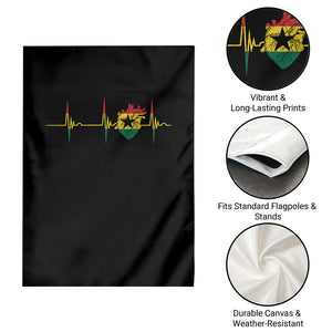 Heart Ghana Flag Garden Flag Heartbeat EKG Pulse Proud Ghanaian