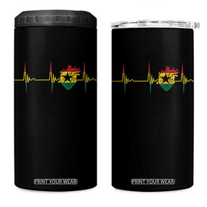 Heart Ghana Flag 4 in 1 Can Cooler Tumbler Heartbeat EKG Pulse Proud Ghanaian