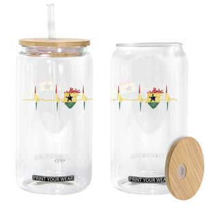 Heart Ghana Flag Glass Can Heartbeat EKG Pulse Proud Ghanaian