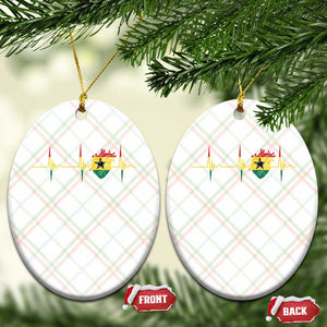 Heart Ghana Flag Ceramic Ornament Heartbeat EKG Pulse Proud Ghanaian