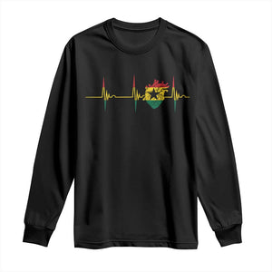 Heart Ghana Flag Long Sleeve Shirt Heartbeat EKG Pulse Proud Ghanaian
