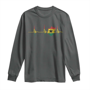 Heart Ghana Flag Long Sleeve Shirt Heartbeat EKG Pulse Proud Ghanaian