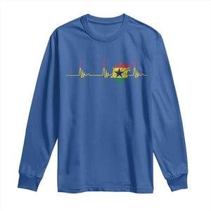 Heart Ghana Flag Long Sleeve Shirt Heartbeat EKG Pulse Proud Ghanaian