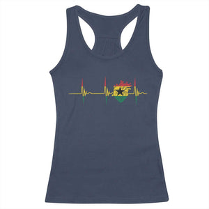 Heart Ghana Flag Racerback Tank Top Heartbeat EKG Pulse Proud Ghanaian