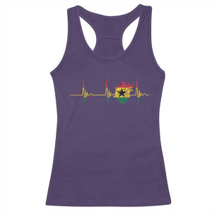 Heart Ghana Flag Racerback Tank Top Heartbeat EKG Pulse Proud Ghanaian