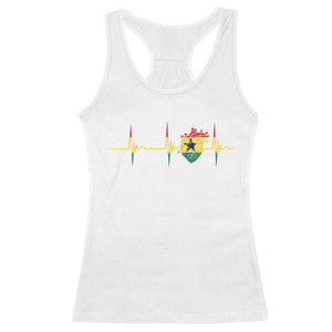 Heart Ghana Flag Racerback Tank Top Heartbeat EKG Pulse Proud Ghanaian