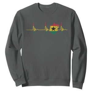Heart Ghana Flag Sweatshirt Heartbeat EKG Pulse Proud Ghanaian