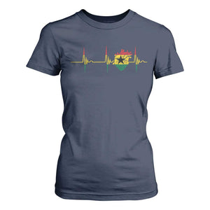 Heart Ghana Flag T Shirt For Women Heartbeat EKG Pulse Proud Ghanaian